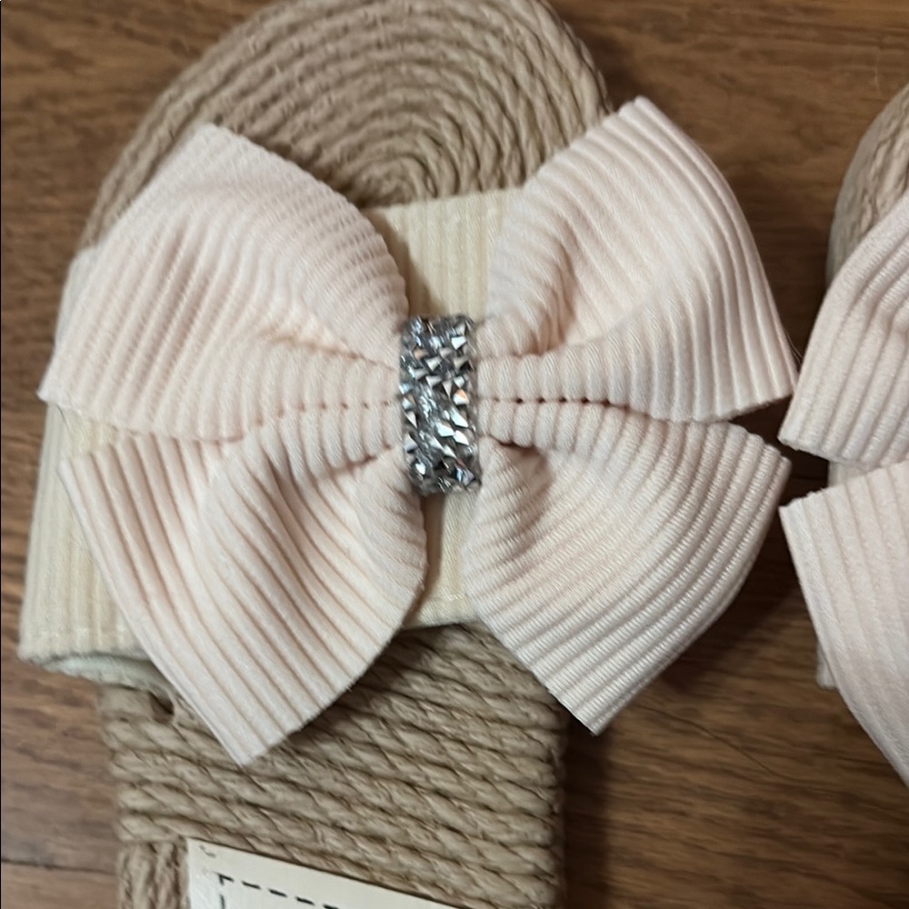 Light Pink and Rhinestone Bow Sandals - Picture 3 of 3